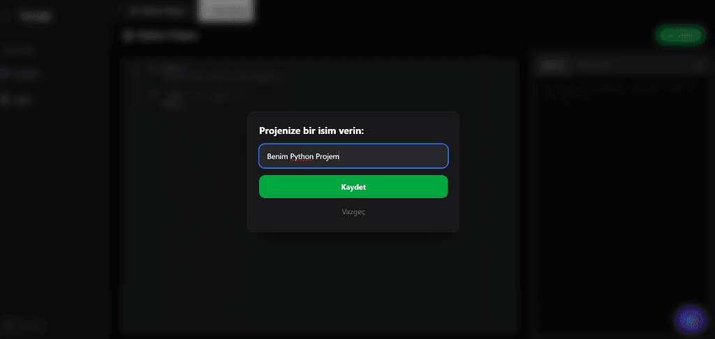 Projenizi Kaydedin